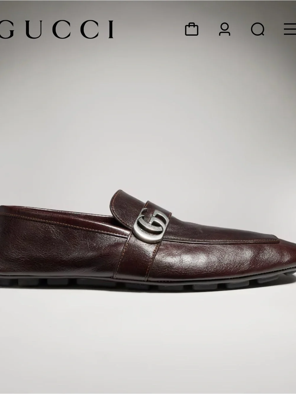 Gucci men’s driver with double G Dark Brown Leather GG Horsebit Slip-On Loafers